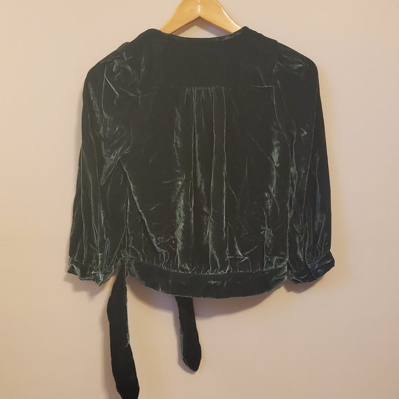 NWT Madewell crushed velvet wrap top in emerald - Picture 5 of 7